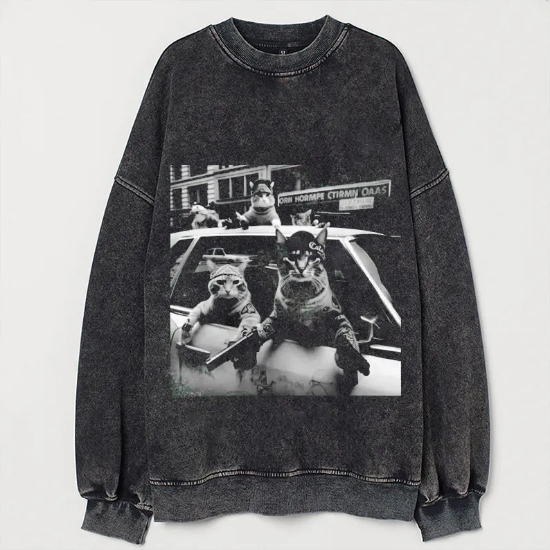 Funny Cat Gang Vintage T-shirt