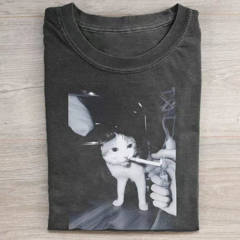Funny Smoking Cat Meme T-shirt
