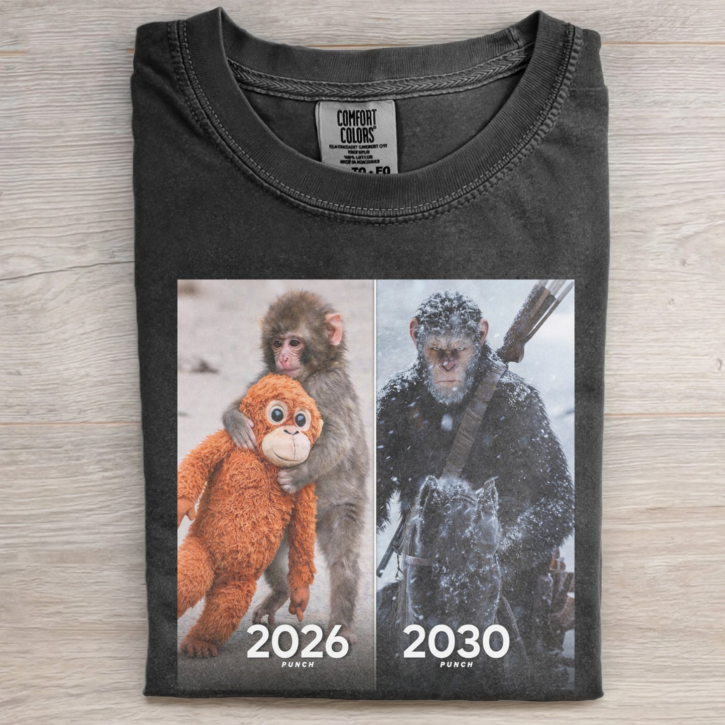 Punch In 2026&2030 Monkey Meme Graphic T-shirt