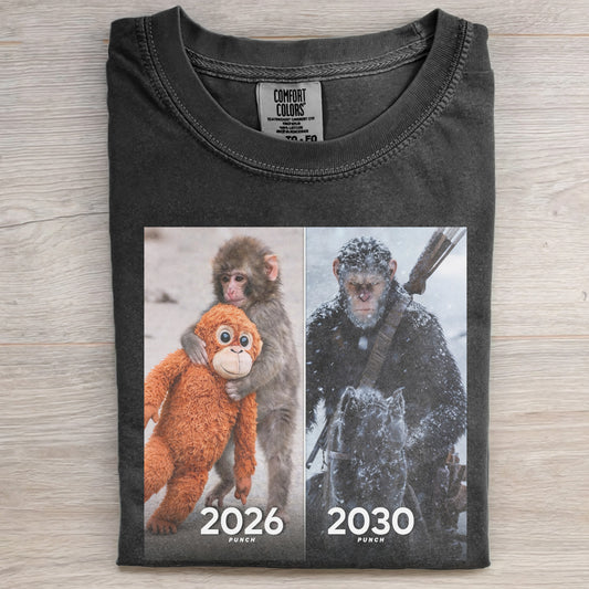 Punch In 2026&2030 Monkey Meme Graphic T-shirt