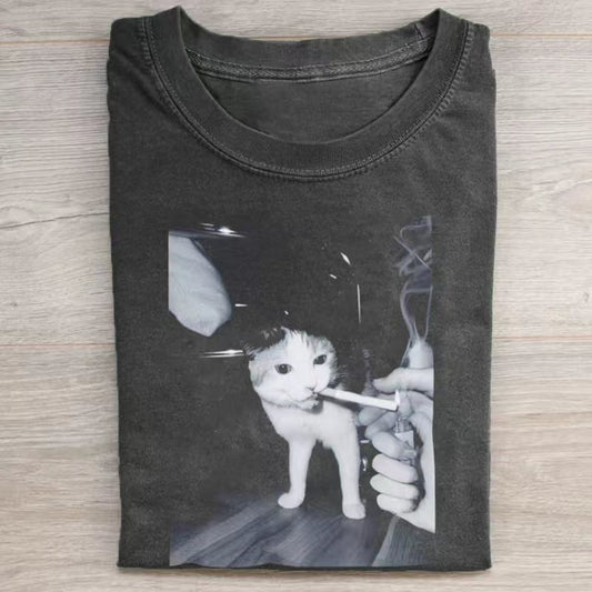 Funny Smoking Cat Meme T-shirt
