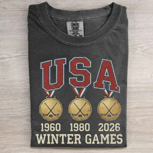 USA 1980 1960 2026 Gold Medals Winter Games T-shirt