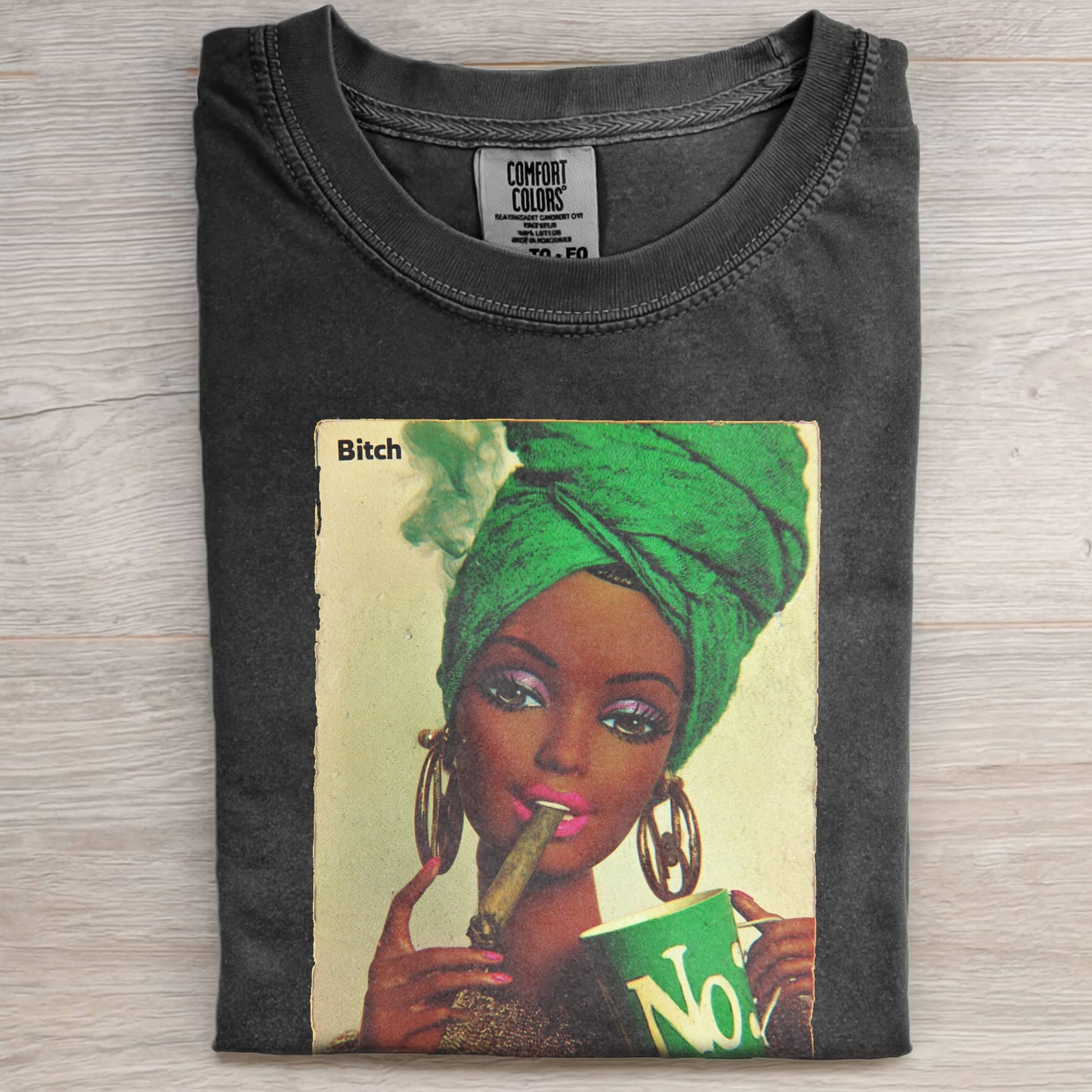 BARBIECORE BLACK LEATHER SMOKING RETRO TEE