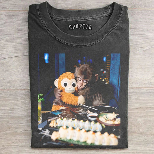 Punch-kun Monkey Meme Graphic T-shirt