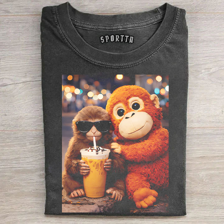 Punch-kun Monkey Meme Graphic T-shirt