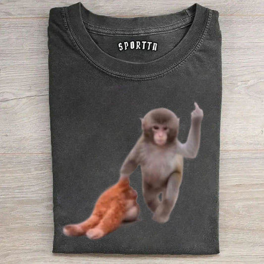 Punch-kun Monkey Meme Graphic T-shirt