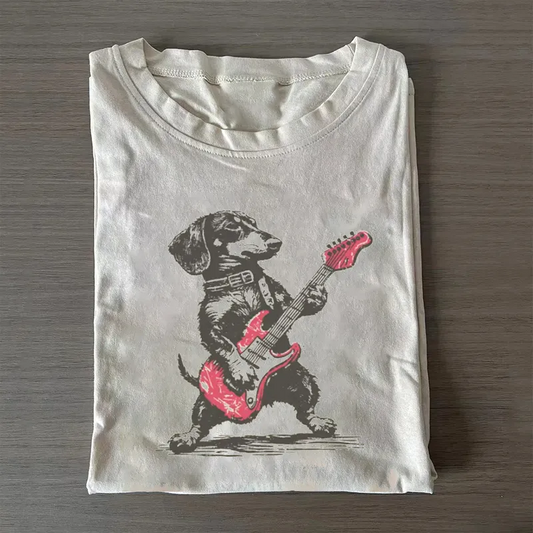Vintage Dachshund Weenie Playing Guitar T-shirt